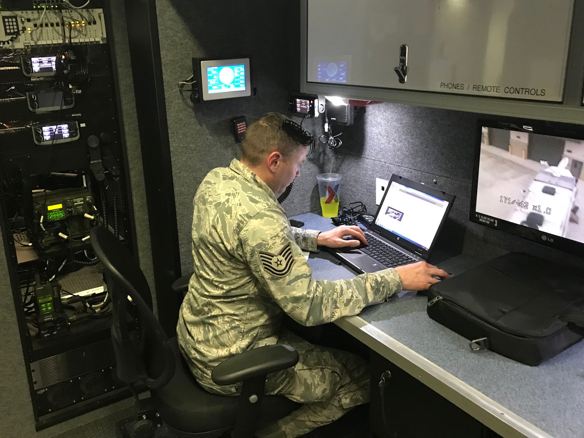 Eight Airmen with the 178th Intelligence, Surveillance and Reconnaissance Group temporarily deployed to Camp Shelby, Hattiesburg, Mississippi, on a mobile team in support of Patriot South, Feb. 13-15.