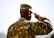 U.S. Army Command Sgt. Maj. Robert Bella, command sergeant major of the 1st Battalion, 7th Air Defense Artillery, renders a final salute to the men and women of 1-7 ADA during the change of responsibility ceremony at Al Dhafra Air Base, United Arab Emirates, March 11, 2018.
 Bell's next assignment will be Command Sergeant Major of the space command unit at Fort Carson, Colorado.

 (U.S. Air Force photo by Tech. Sgt. Anthony Nelson Jr)
