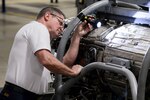 Dave Duggar, 12th Maintenance Group J-85 propulsion shop supervisor, conducts an inspection on a T-38 Talon engine Feb. 28 2018, at Joint Base San Antonio-Randolph, Texas.  Duggar oversees the engine shop and test cell ensuring T-38 engines are "mission ready" to conduct daily sorties for the 12th Flying Training Wing. (U.S. Air Force photo by Sean M. Worrell)