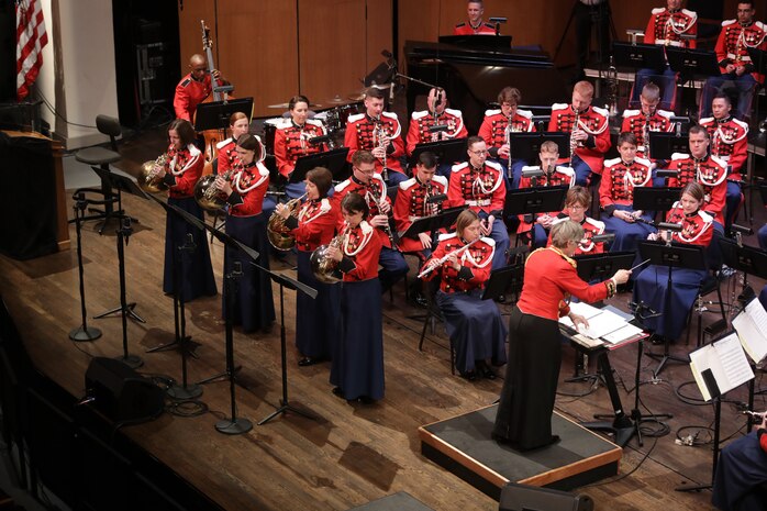 On March 11, 2018, the Marine Band presented a tribute concert for the 75th Anniversary of the Marine Corps Women's Reserve Band. The concert was held at the Rachel M. Schlesinger Arts Center and Concert Hall in Alexandria, Va. (U.S. Marine Corps photo by Master Sgt. Amanda Simmons/released)