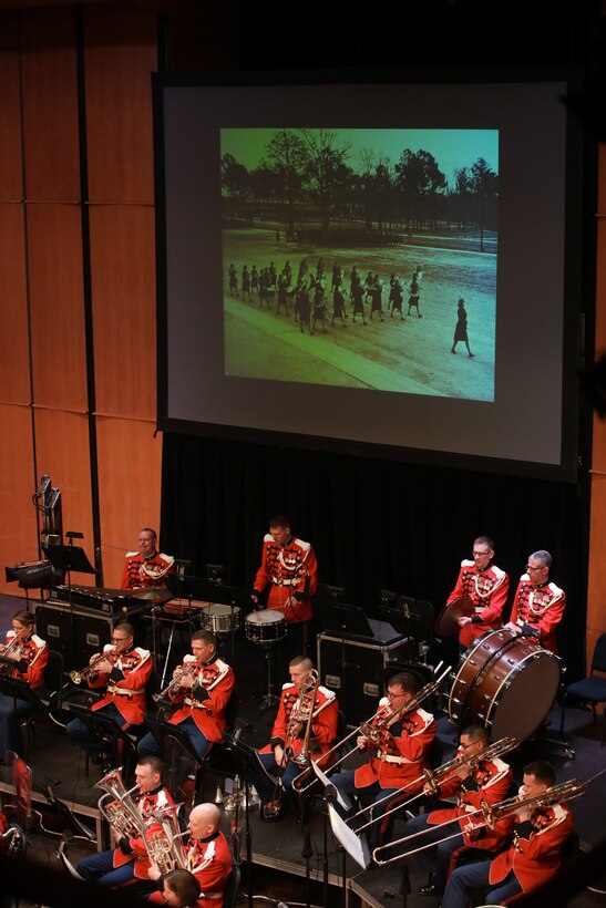On March 11, 2018, the Marine Band presented a tribute concert for the 75th Anniversary of the Marine Corps Women's Reserve Band. The concert was held at the Rachel M. Schlesinger Arts Center and Concert Hall in Alexandria, Va. (U.S. Marine Corps photo by Master Sgt. Amanda Simmons/released)
