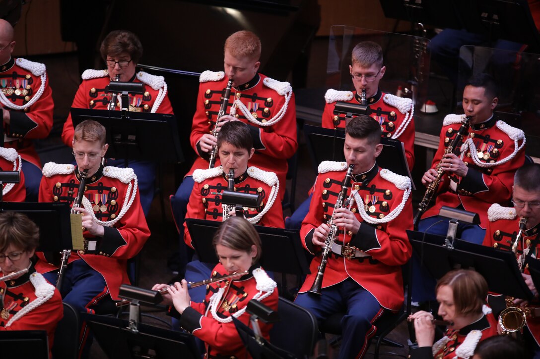 On March 11, 2018, the Marine Band presented a tribute concert for the 75th Anniversary of the Marine Corps Women's Reserve Band. The concert was held at the Rachel M. Schlesinger Arts Center and Concert Hall in Alexandria, Va. (U.S. Marine Corps photo by Master Sgt. Amanda Simmons/released)