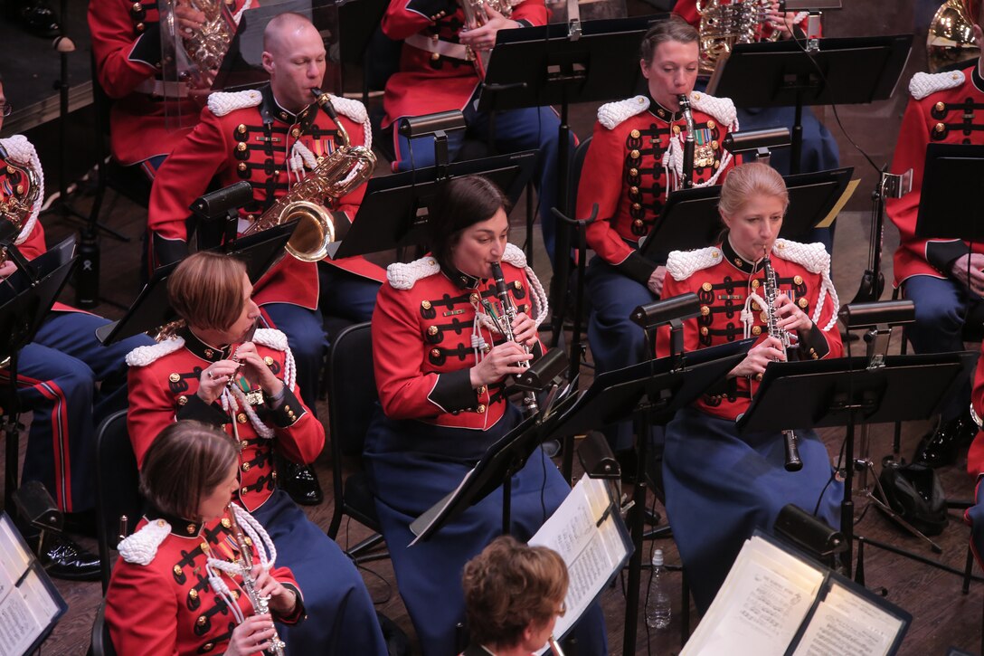 On March 11, 2018, the Marine Band presented a tribute concert for the 75th Anniversary of the Marine Corps Women's Reserve Band. The concert was held at the Rachel M. Schlesinger Arts Center and Concert Hall in Alexandria, Va. (U.S. Marine Corps photo by Master Sgt. Amanda Simmons/released)