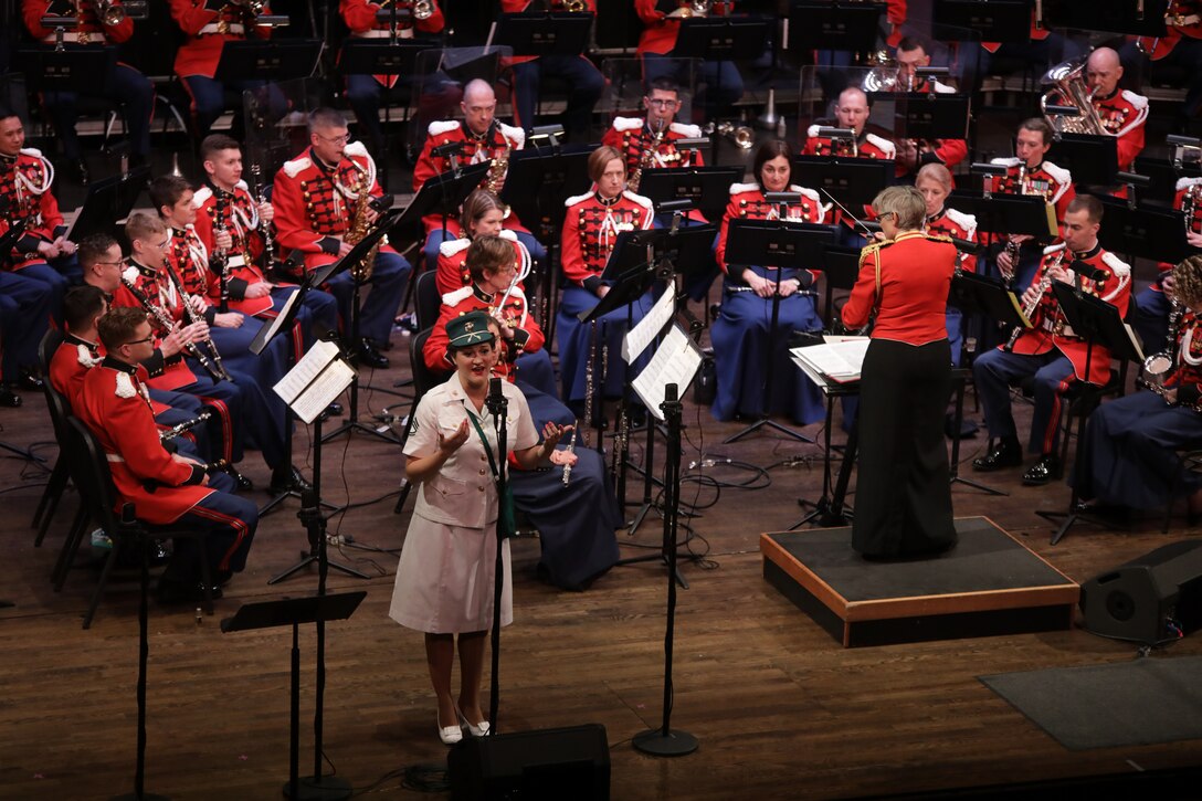 On March 11, 2018, the Marine Band presented a tribute concert for the 75th Anniversary of the Marine Corps Women's Reserve Band. The concert was held at the Rachel M. Schlesinger Arts Center and Concert Hall in Alexandria, Va. (U.S. Marine Corps photo by Master Sgt. Amanda Simmons/released)