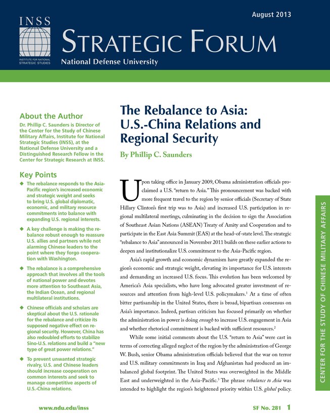 The Rebalance to Asia: U.S.-China Relations and Regional Security