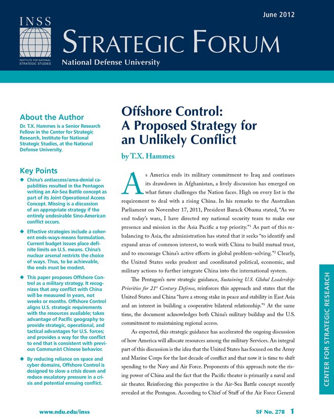 Offshore Control: A Proposed Strategy for an Unlikely Conflict