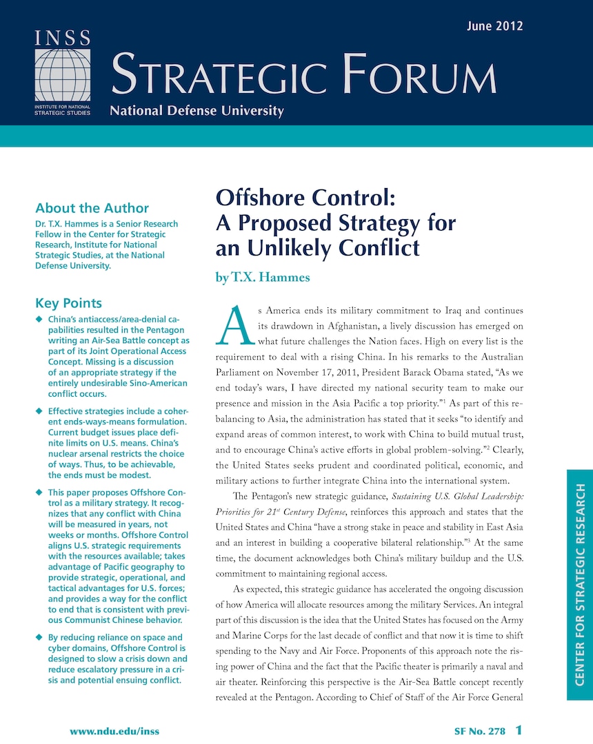 Offshore Control: A Proposed Strategy for an Unlikely Conflict