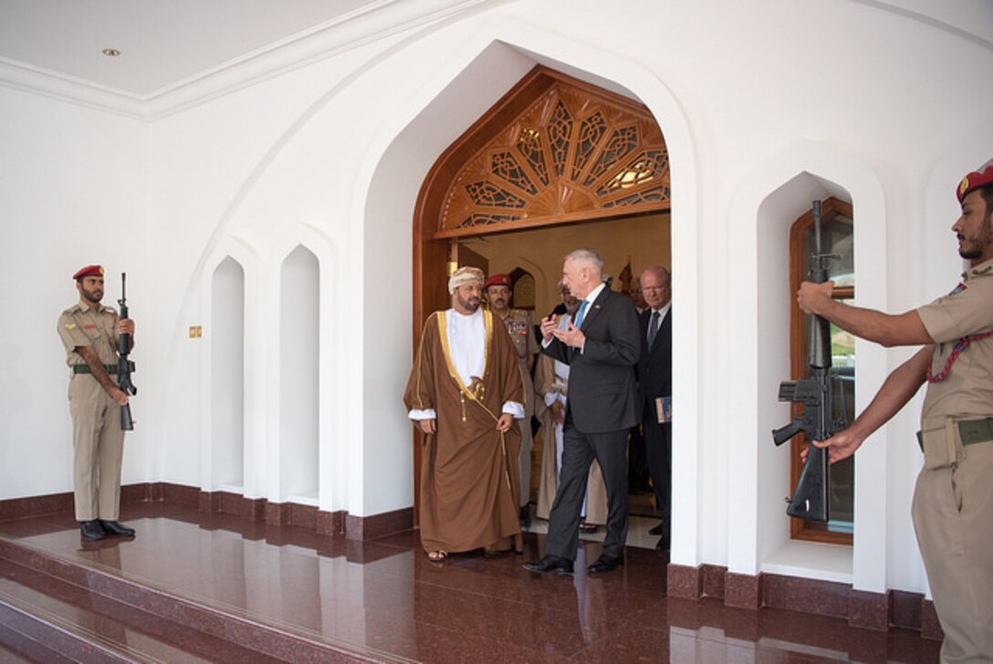 Defense Secretary James N. Mattis meets with Omani Defense Minister Sayyid Badr al Busaidi in Muscat, Oman.