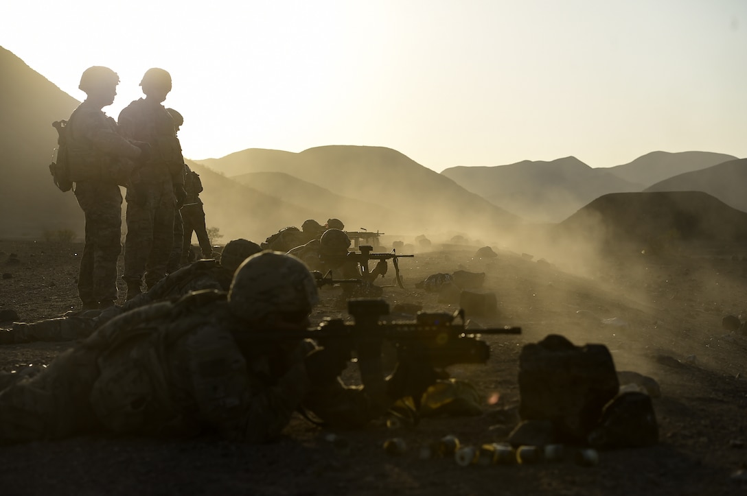 Soldiers conduct a series of team stress shoots and support by fire exercises in Djibouti.
