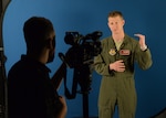 U.S. Air Force Maj. Justin Elliott, Air Force Strategic Policy fellow, was recorded while presenting a briefing at Joint Base San Antonio-Randolph, Texas on Feb. 22, 2018.  Elliott’s briefing, sharing an aviator’s perspective on physiological events in flight, is now being integrated into student undergraduate pilot training across Air Education and Training Command bases.  (U.S. Air Force photo by Melissa Peterson)