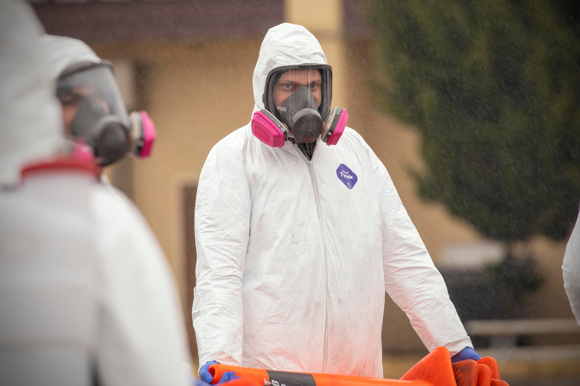 Staff Sgt. Joseph Wright, 374th Maintenance Squadron repair and reclamation craftsman, performs a simulated damaged aircraft recovery operation during a simulated aircraft fire drill at Yokota Air Base, Japan