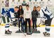Reilly Hannon, daughter of Dover Police Department officer Cpl. Thomas Hannon, drops the ceremonial first puck to Dover Fraternal Order of Police Lodge 15 forward Christopher Peer (42) and Dover Eagles center Mike Roth (75), March 10, 2018, at the Centre Ice Rink in Harrington, Del. Cpl. Hannon passed away Sept. 1, 2017 as a result of medical complications related to a leg injury he suffered in the line of duty in 2012. (U.S. Air Force photo by Roland Balik)