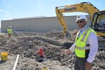 Abraham Goodwin, 502nd Civil Engineer Squadron/Civil Engineering Management project manager at Joint Base San Antonio-Fort Sam Houston, inspects the construction for the new exchange shopping center being built at JBSA-Fort Sam Houston as work crews lay down infrastructure at the project site.  The new 210,000-square-foot exchange center is being constructed across from and will replace the current exchange building located at Henry Allen and Winfield Scott roads. Expected completion date for the new exchange center is spring 2020.