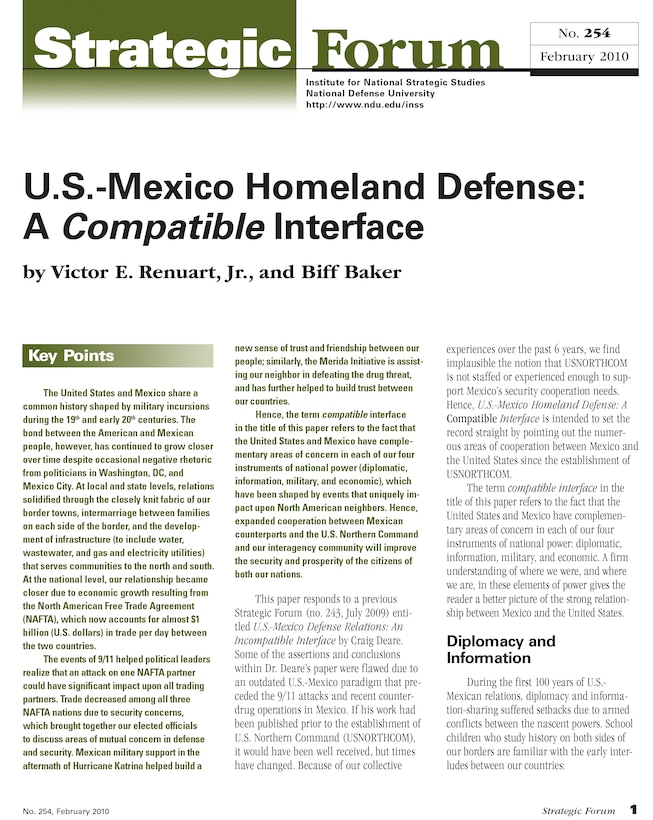 U.S.-Mexico Homeland Defense:
A Compatible Interface