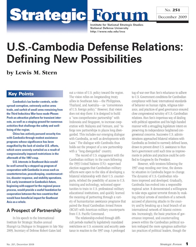 U.S.-Cambodia Defense Relations: Defining New Possibilities