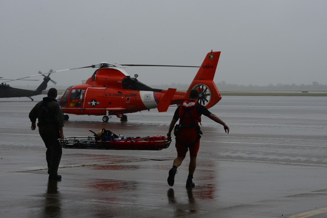 The Coast Guard responds to search and rescue requests in response to Hurricane Harvey in greater Houston Metro Area Aug.