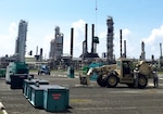 U.S. Army Corps of Engineers logistics specialist Linda Chancey inventories generators during the Temporary Power mission in San Juan, Puerto Rico.