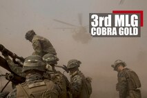 U.S. Marines with the 3rd Marine Logistics Group, along with Soldiers with the 25th Infantry Division, hook an M777 Howitzer to a CH-53E Sea Stallion during helicopter support team operations on Camp Ban Chan Khrem, Thailand, Feb. 16, 2018. The operations are a part of Exercise Cobra Gold, an annual exercise conducted in the Kingdom of Thailand that runs from Feb. 13-23 with seven full participating nations. (U.S. Marine Corps photo by Cpl. Joshua Pinkney)