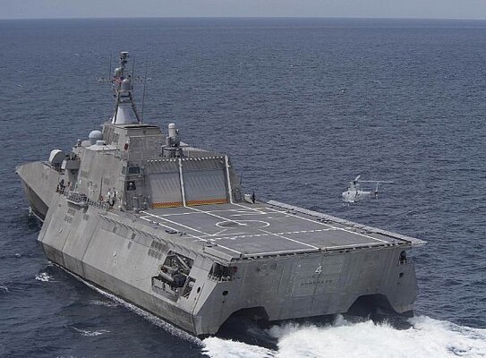 SULU SEA (Feb. 20, 2017) -- File photo of an MQ-8B Fire Scout preparing to land aboard USS Coronado (LCS 4). (U.S. Navy photo by Mass Communication Specialist 2nd Class Amy M. Ressler/Released)