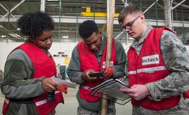 Airmen assigned to the 673d Logistics Readiness Group participate in a mobility exercise at the Joint Mobility Center at Joint Base Elmendorf-Richardson, Alaska, March 9, 2018. Mobility exercises are designed to bridge the gap between semi-annual POLAR FORCE exercises. They enhance readiness and training, while providing teachable moments to augmentees tasked to support cargo-processing.