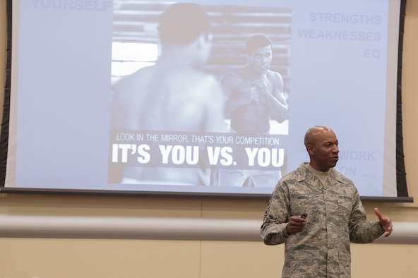 Thirty-nine of the national capital region’s newest eight-stripers and selects gathered at the Gen. Jacob E. Smart Center here March 12 for the 2018 Air Force District of Washington Chiefs’ Orientation Course.