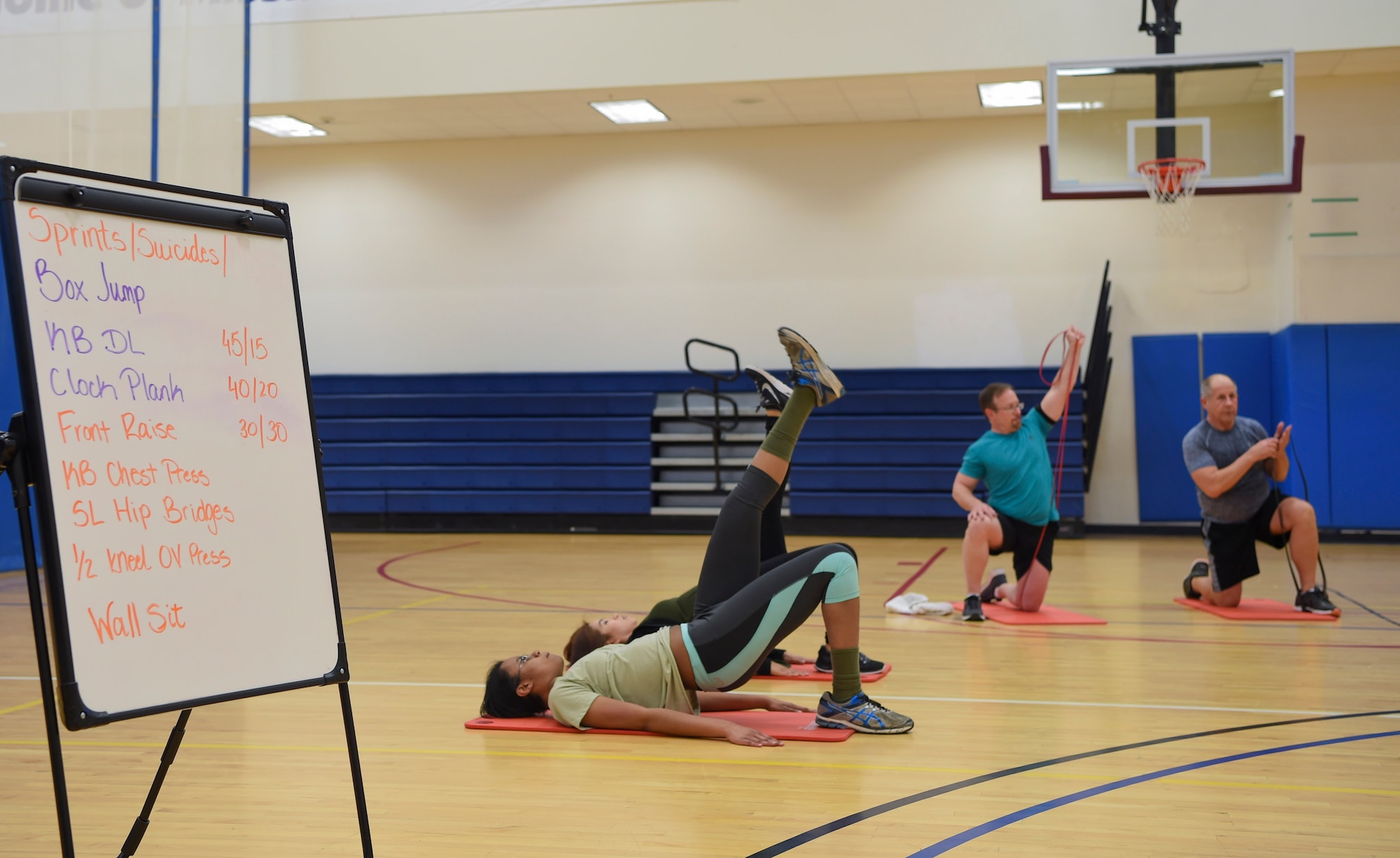 Total Body Conditioning classes are hosted by nationally certified trainers and are designed to target all muscle groups in each 60-minute workout. (U.S. Air Force photo by Airman 1st Class Holden S. Faul)