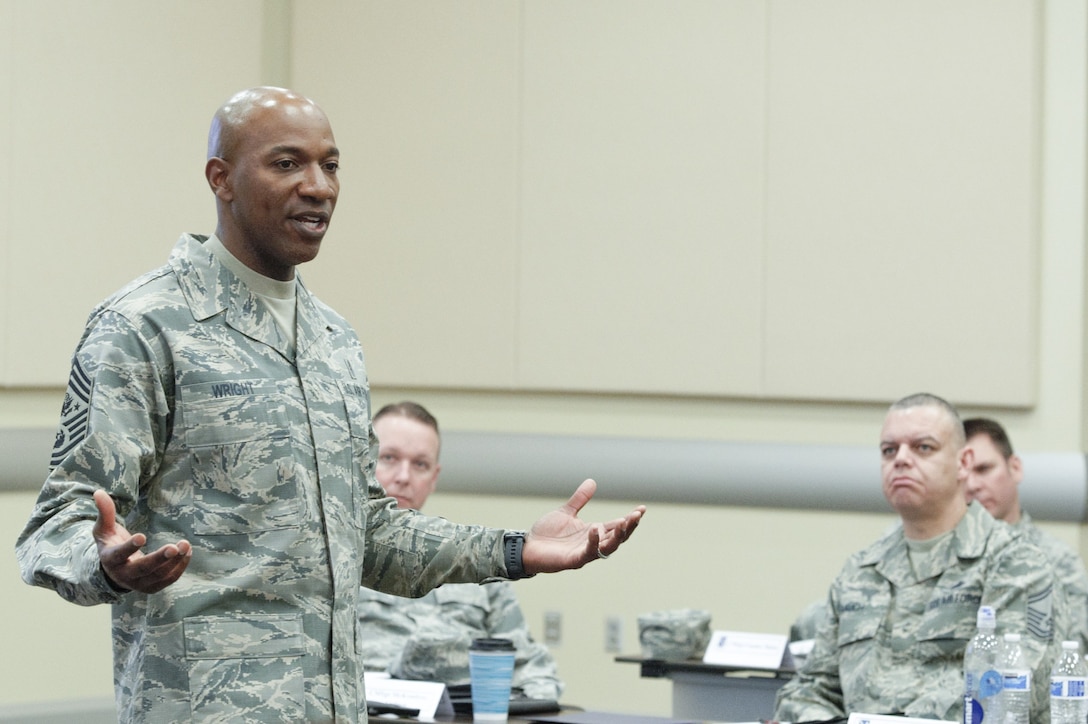 Thirty-nine of the national capital region’s newest eight-stripers and selects gathered at the Gen. Jacob E. Smart Center here March 12 for the 2018 Air Force District of Washington Chiefs’ Orientation Course.