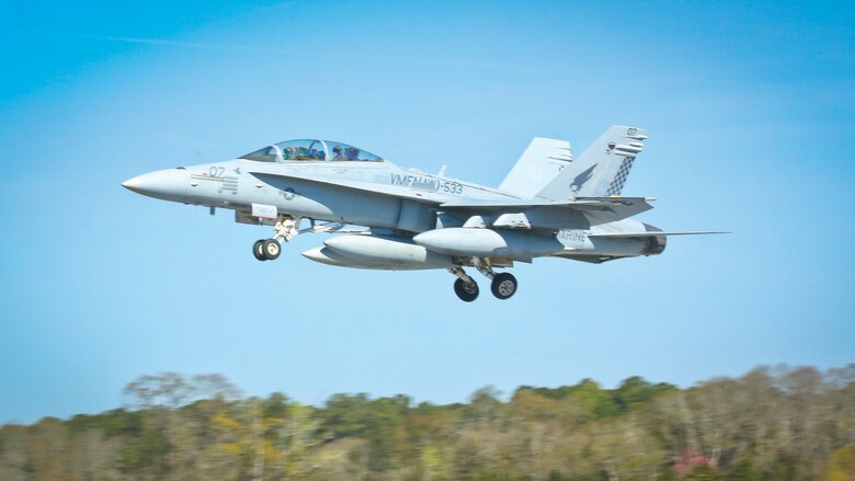 An F/A-18D Hornet departs Marine Corps Air Station Beaufort, March 9 bound for MCAS Iwakuni Japan.