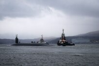The U.S. Navy ballistic missile submarine USS Maryland (SSBN 738) arrives at Her Majesty’s Naval Base Clyde, Scotland (Faslane), March 16, 2018.  The port visit strengthens cooperation between the United States and the United Kingdom, and demonstrates U.S. capability, flexibility, and continuing commitment to its NATO allies.  The Maryland, homeported in Kings Bay, Ga., is an Ohio-class ballistic missile submarine.  It is an undetectable launch platform for intercontinental ballistic missiles, providing the United States with its most survivable leg of the nuclear triad.