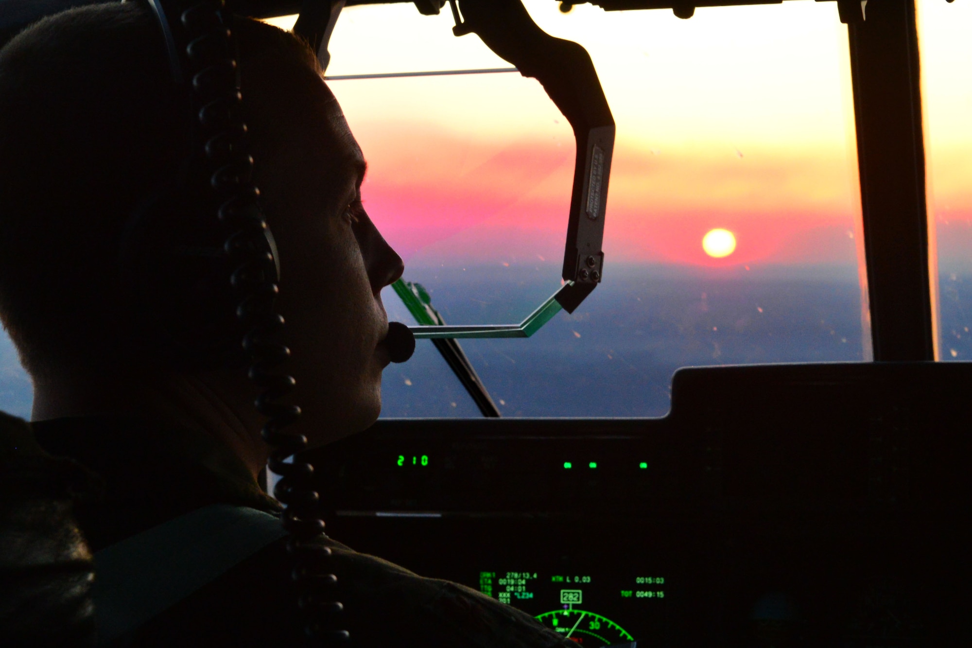 Maj. Christopher Boelscher, 61st Airlift Squadron pilot, operates a C-130J Mar. 13, 2018, near Little Rock Air Force Base, Ark. Team Little Rock hosted over 65 Airmen from six wings to train together and showcase tactical airlift. Partnerships and interoperability enhance operational effectiveness and mission readiness. (U.S. Air Force photo by Airman 1st Class Codie Collins)