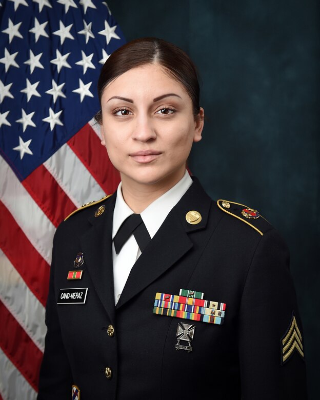 U.S. Army Reserve Sgt. Maribel Cano-Meraz is a first-generation born U.S. citizen, of Mexican descent, who grew up in Chicago in the communities of Hermosa and Humboldt Park.