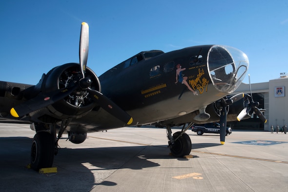 The Memphis Belle replica, a B-17 heavy bomber assigned to the 91st Bomber Group, arrived at MacDill Air Force Base, Fla., March 13, 2018.