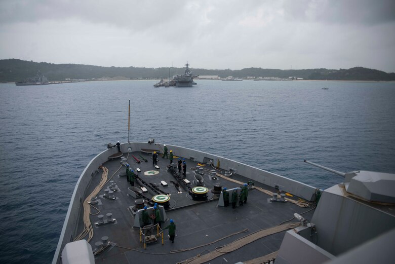 OKINAWA, Japan – The forward-deployed amphibious transport dock ship USS Green Bay (LPD 20) arrived at White Beach Naval Facility, Okinawa March 16 to onload elements of the 31st Marine Expeditionary Unit (MEU).