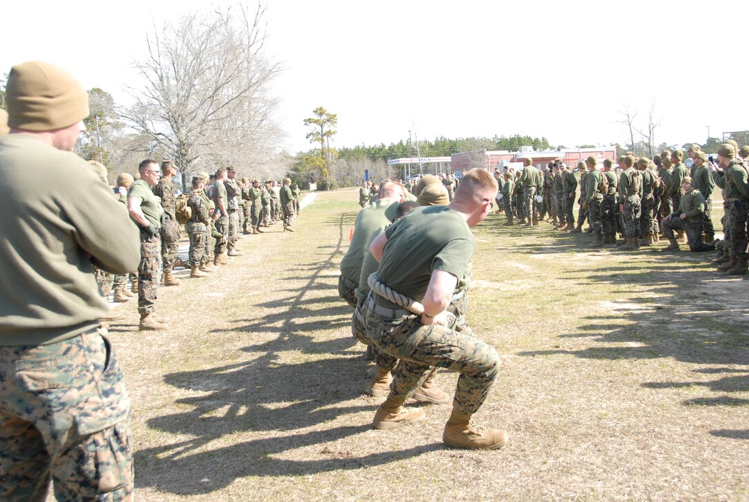 On March 15, 2018 Marine Corps Engineer School (MCES) hosted the annual St. Patrick’s Day Engineer Field Meet to pay homage to St. Patrick, the patron saint for engineers; build camaraderie amongst the engineer and utility communities, and compete for the Engineer Field Meet Trophy. One of the events was a Tug of War.