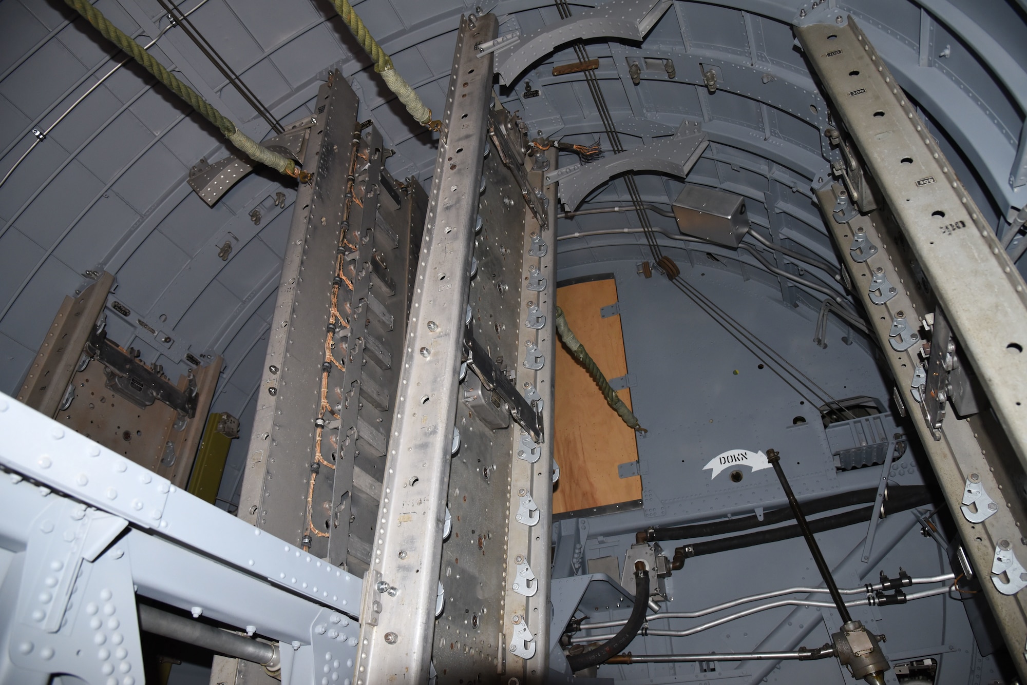 (03/07/2018) -- A view of the bomb bay in the Boeing B-17F Memphis Belle during the restoration process. Plans call for the aircraft to be placed on permanent public display in the WWII Gallery here at the National Museum of the U.S. Air Force on May 17, 2018. (U.S. Air Force photo by Ken LaRock)