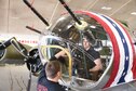 (03/09/2018) -- Museum restoration specialists Nick Almeter and Casey Simmons install a bomb sight in the Boeing B-17F Memphis Belle. Plans call for the aircraft to be placed on permanent public display in the WWII Gallery here at the National Museum of the U.S. Air Force on May 17, 2018. (U.S. Air Force photo by Ken LaRock)