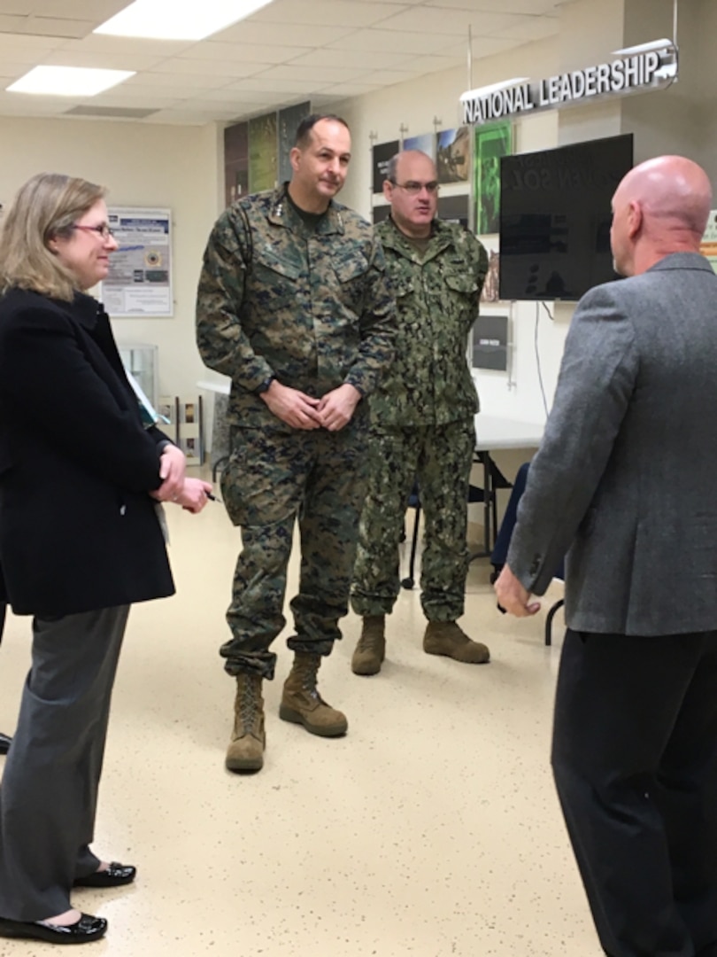 CRANE, Ind. – On March 13, Lt. Gen. Daniel O’Donohue, the Marine Corps’ Deputy Commandant for Information, and his team visited Naval Surface Warfare Center, Crane Division (NSWC Crane) to learn more about Crane’s work in areas such as cybersecurity, expeditionary warfare, and electronic warfare.
