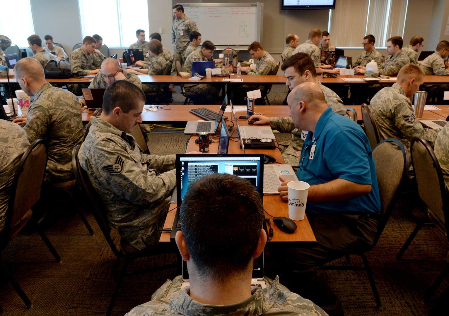 Cyberspace professionals from the 67th Cyberspace Wing compete in the annual weapons competition, March 7, 2018, in San Antonio, Texas. First, second and third place winners were named in individual, mixed team and unit categories. (U.S. Air Force photo by Tech. Sgt. R.J. Biermann)