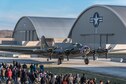 (03/14/2018) -- The B-17F Memphis Belle poses for photos before moving into the WWII Gallery at the National Museum of the United States Air Force on March 14, 2018. Plans call for the aircraft to be placed on permanent public display in the WWII Gallery here at the National Museum of the U.S. Air Force on May 17, 2018. (U.S. Air Force photo by Kevin Lush)