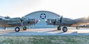 (03/14/2018) -- The B-17F Memphis Belle, left, poses for photos along with the B-17G Shoo Shoo Baby at the National Museum of the United States Air Force on March 14, 2018. Plans call for the aircraft to be placed on permanent public display in the WWII Gallery here at the National Museum of the U.S. Air Force on May 17, 2018. (U.S. Air Force photo by Kevin Lush)