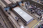 A 35-ton steel plate is displayed at Newport News Shipbuilding division during a ceremony to start advance construction of the aircraft carrier Enterprise (CVN 80).