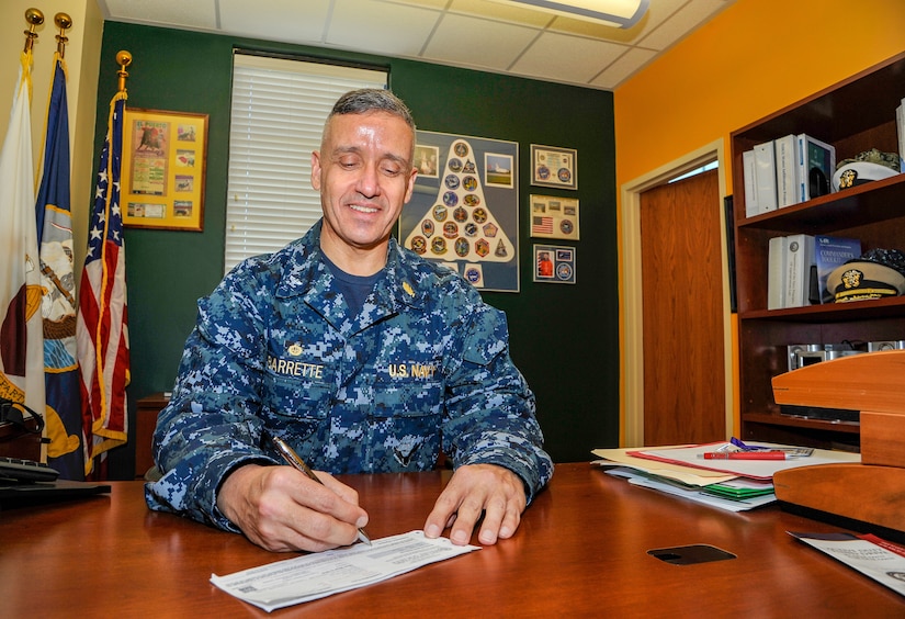 Naval Health Clinic Charleston Commanding Officer Capt. Dale Barrette signs a donation form for the Navy and Marine Relief Corps Society fund drive March 14 at NHCC. Last year, Charleston NMCRS received $247,751 in donations and provided $288,151 in financial assistance to 360 clients.  The current fund drive began March 1 and will run through April 15, 2018.  For more information, or to make a contribution online, visit the NMCRS of Charleston at http://nmcrsfunddrive.org/charleston/ <http://nmcrsfunddrive.org/charleston/> .