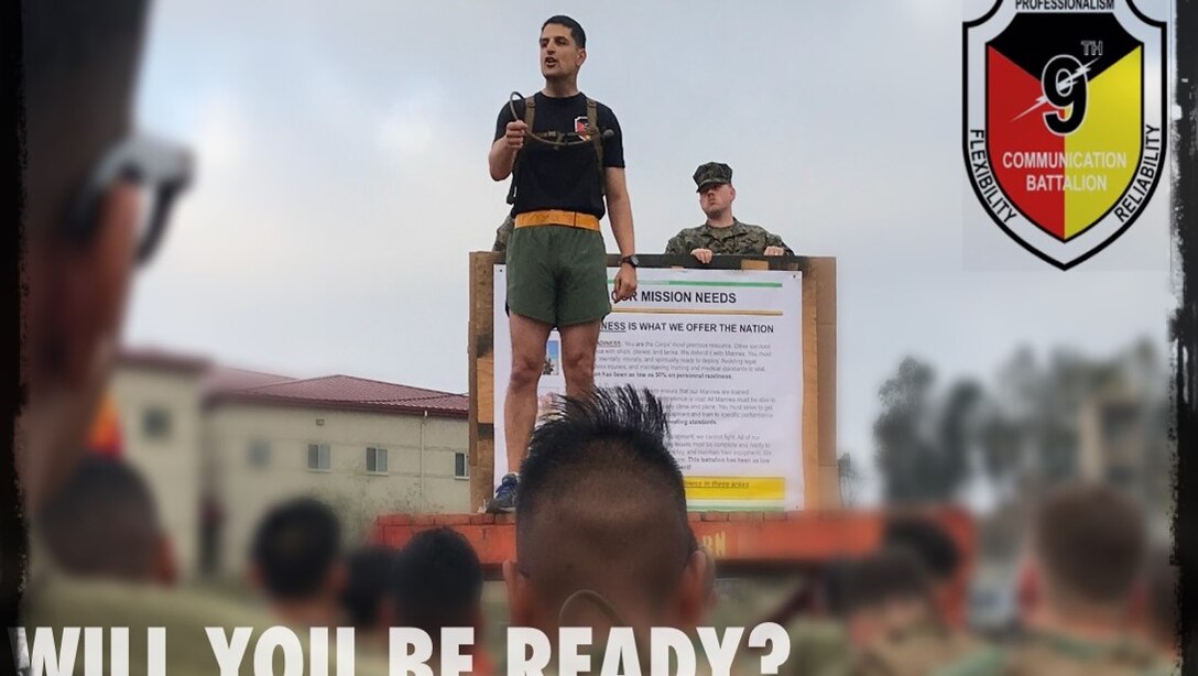 9th Communications Operations Officer Maj. Katolin  puts this question to the Marines as he briefs the Battalion on the training plan for 2018 and what the Marines need to do be ready for the fight.