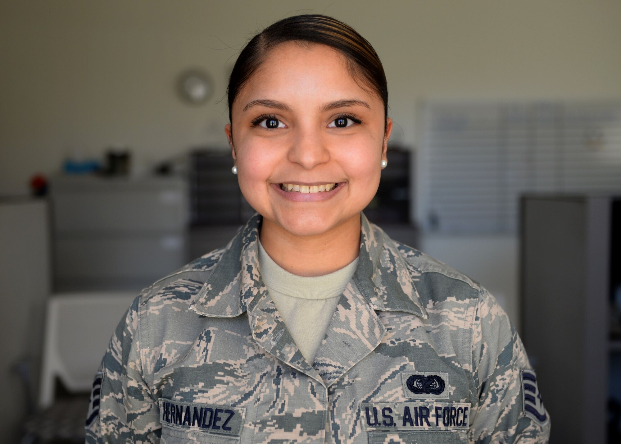 Staff Sgt. Amanda Hernandez, 19th Communications Squadron commanders support staff NCO in charge, is nominated as the Combat Airlifter of the Week Mar. 19, 2018, at Little Rock Air Force Base, Ark. (U.S. Air Force photo by Airman 1st Class Codie Collins)