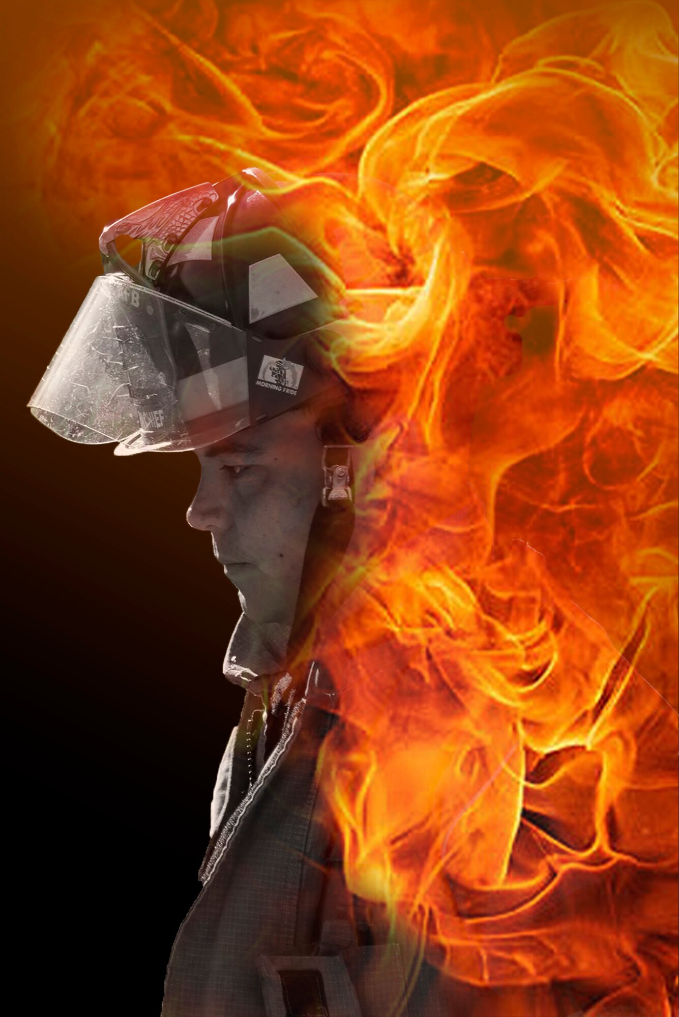 Matthew Perreira, 23d Civil Engineer Squadron (CES) firefighter, poses for a photo during a live-burn exercise, March 15, 2018, at Moody Air Force Base, Ga. Following the training, firefighters from the 23d CES said how their best days are often people’s worst. (U.S. Air Force photo illustration by Airman 1st Class Erick Requadt)