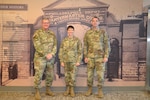 From left, Army Brig. Gen. Mark Simerly, DLA Troop Support commander, Maj. Gen. Barbara Holcomb, U.S. Army Medical Research and Material Command commanding general, and Command Sgt. Maj. David Rogers pose for a picture at DLA Troop Support, March 16, 2018 in Philadelphia.