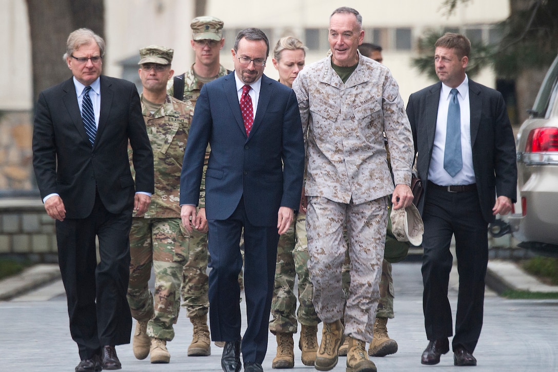 Marine Corps Gen. Joe Dunford, chairman of the Joint Chiefs of Staff, arrives for meeting
