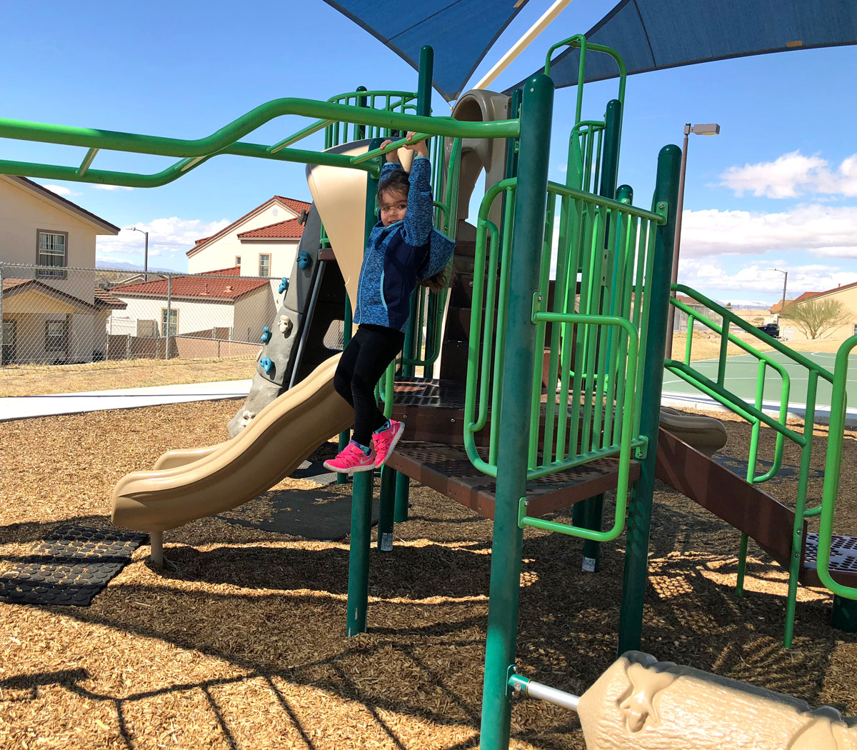 Covered tot-lots are located throughout the Lincoln Military Housing communities and are only a short walk away from homes.