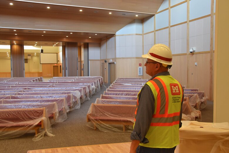 Tim Rapp observes the final construction touches of the Four Chaplains Memorial Chapel, Camp Humphreys, South Korea, March 16, 2018.