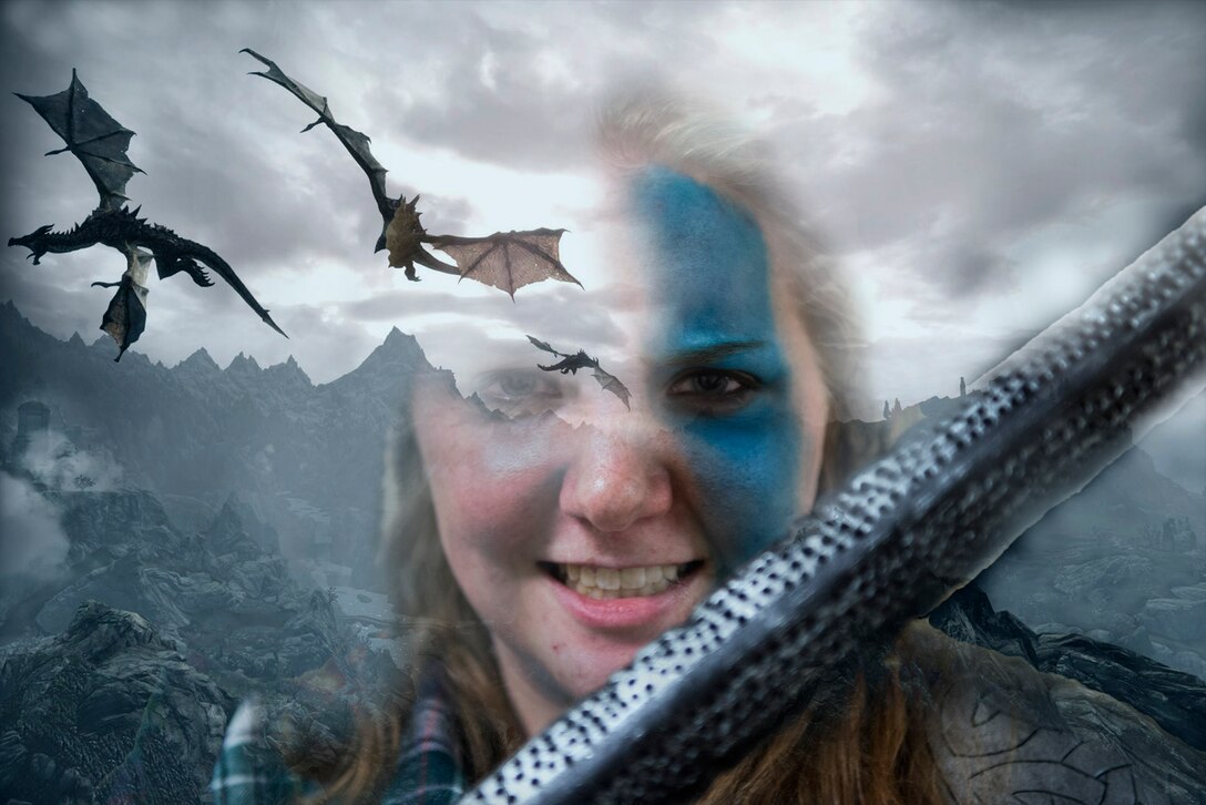 Mekenna Booze, convention guest, poses for a photo during Cub Con, a convention focusing on pop culture, March 17, 2018, at Moody Air Force Base, Ga. The convention was held to spread awareness of the library’s new weekend hours as well as get people excited for Tiger Con, scheduled for April 14-15. (U.S. Air Force photo illustration by Airman 1st Class Erick Requadt)